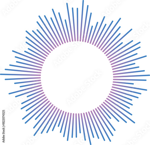 Dynamic music ring. Neon gradient sound wave