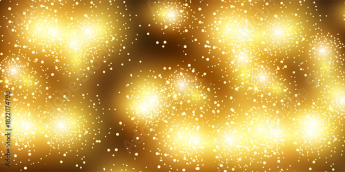 Golden gradient halftone background. Shining comic glitter texture. Pop up dotted sparkles pattern wallpaper. Retro design template for banner, flyer, poster, presentation. Vector illustration