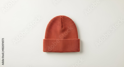 Orange knitted beanie hat