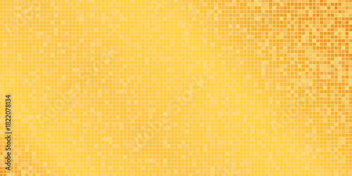 Golden disco party pattern. Yellow square sequin mosaic texture background. Abstract gold shining glitter halftone wallpaper. Pop up comic glitter sparkles backdrop. Retro vector design template