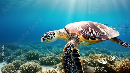 Meeresschildkröte beim Schwimmen – Unterwasser-Naturaufnahme 