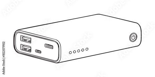 Power bank charger outline icon vector