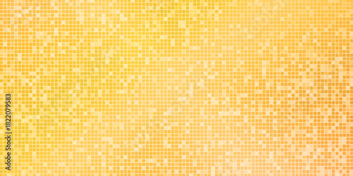 Golden disco party pattern. Yellow square sequin mosaic texture background. Abstract gold shining glitter halftone wallpaper. Pop up comic glitter sparkles backdrop. Retro vector design template