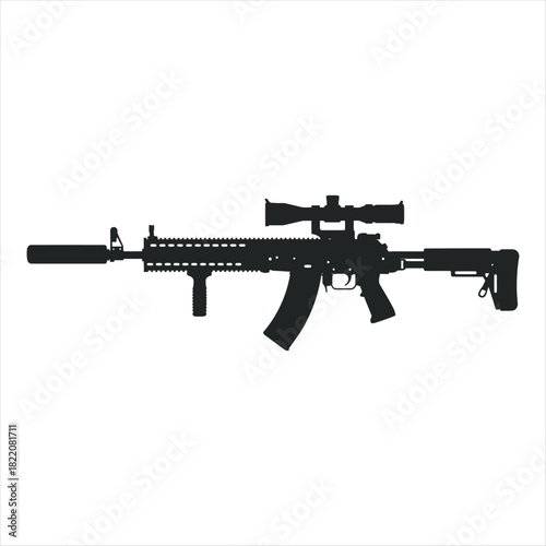assault rifle isolated on white