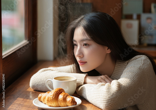 young woman having breakfast