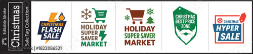 Festive Christmas Holiday Sale Tags for Retail Marketing Promotions and Super Savings Offers, Great for Attracting Customers During the Holiday Season
