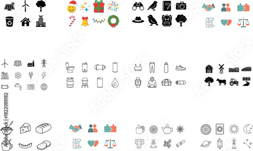 Diverse Icon Set for Business Nature and Holidays icons
