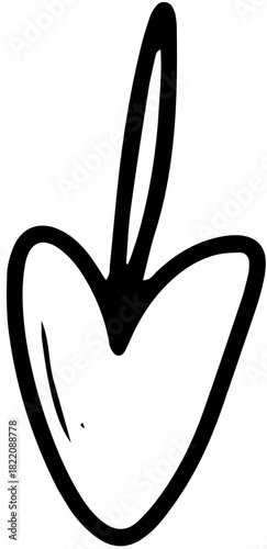 Illustration vectorielle simple et charmante d'une boule de Noël forme de cœur, dessiné dans un style doodle minimaliste. Idéale pour la décoration de sites web, les étiquettes cadeaux 