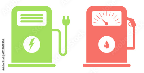 Gas and electric charging station icons