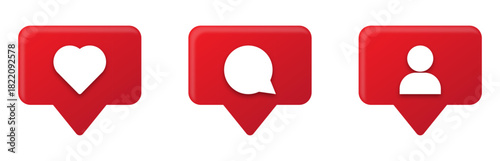 Set of social media notification icons