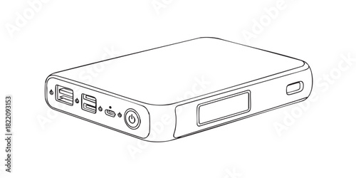 Power bank charger outline icon vector