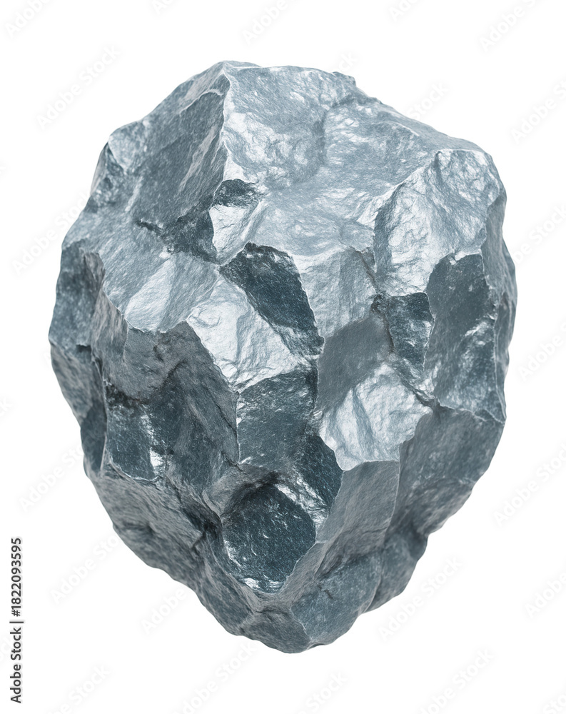 Obraz premium Bluish-silver molybdenum lump with an irregular surface.