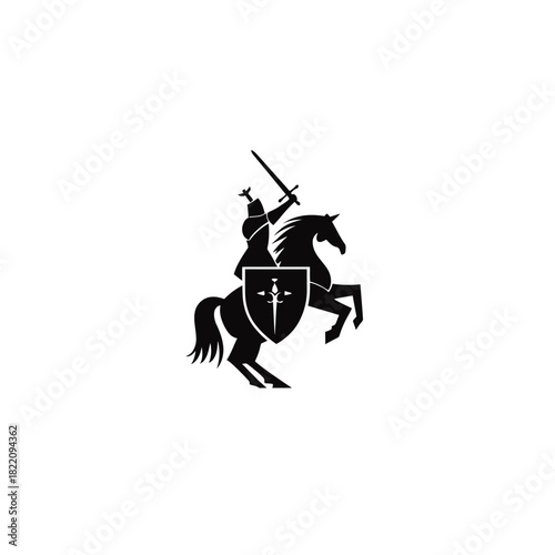 Knight on horseback silhouette heraldic symbol of valor and strength