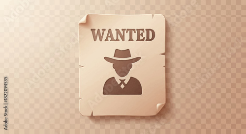Vintage Wanted Poster Featuring Cowboy Silhouette on Parchment Background for Western Theme