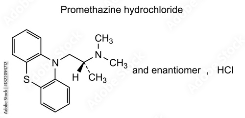 Promethazine hydrochloride, chemical structure of promethazine hydrochloride, drug substance