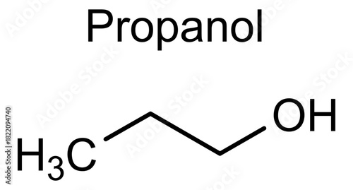 Propanol, chemical structure of propanol, drug substance