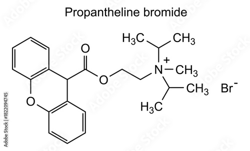 Propantheline bromide, chemical structure of propantheline bromide, drug substance