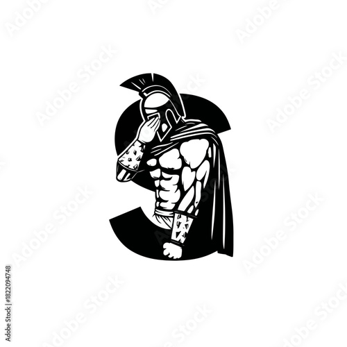 Spartan warrior silhouette vector illustration against white background