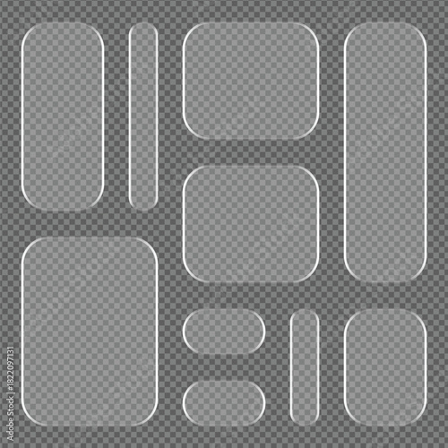 Transparent glass geometric shapes overlay vector