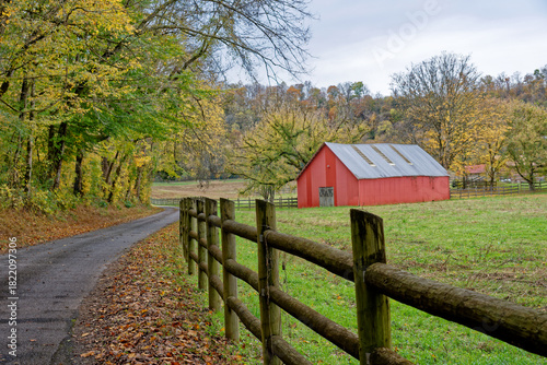 Farmland scene in rural Tennessee in autumn