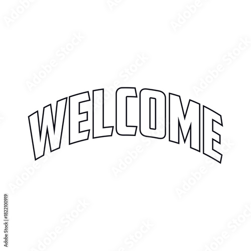 Welcome ink lettering sign wit stars. Handwritten modern brush lettering on white. Text for postcard, invitation, T-shirt print design, banner, poster, web, icon. Isolated vector illustrationwelcome,i