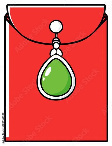 Red envelope holding green jade pendant Wealth luck charm Lunar New Year celebration decoration symbol