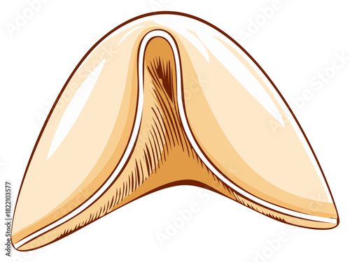 Single fortune cookie vector illustration symbolizing luck and future predictions