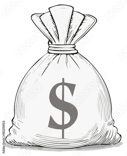 Sketchy Money Bag with Dollar Sign