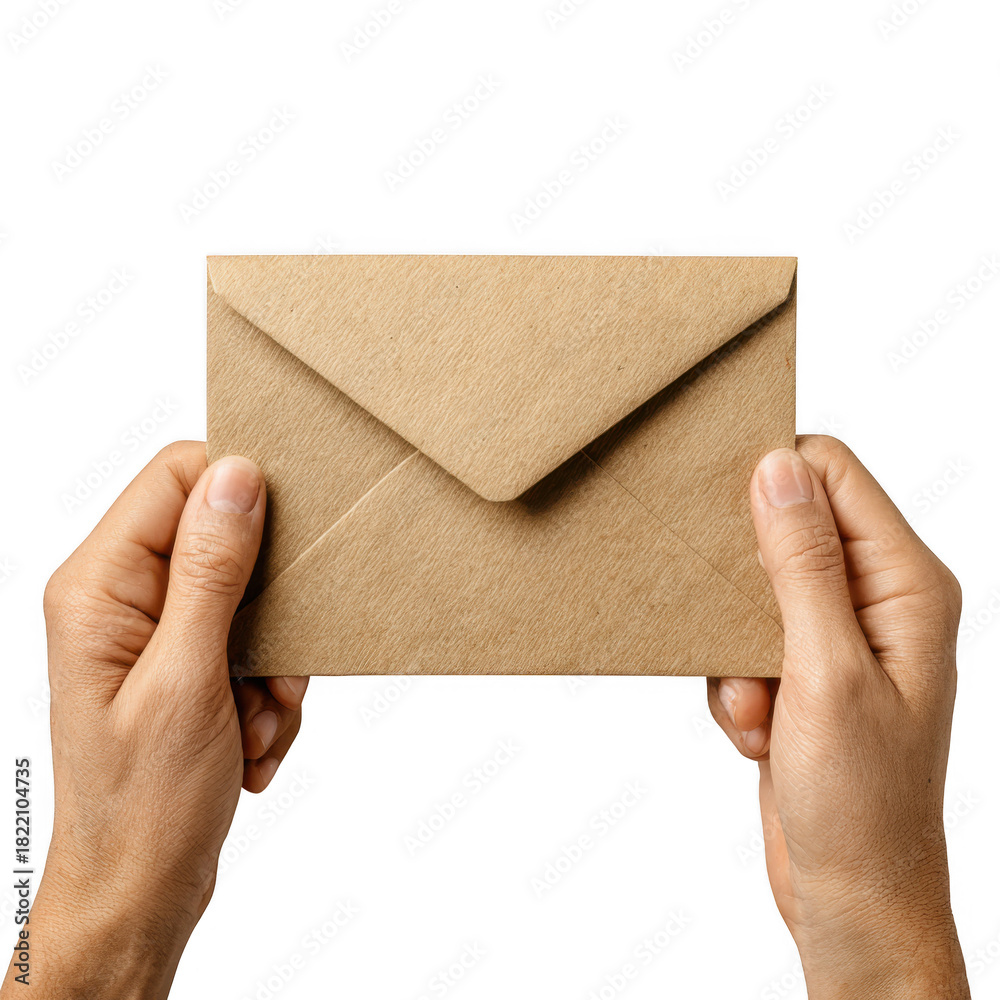 Fototapeta premium A simple brown envelope isolated on transparent background