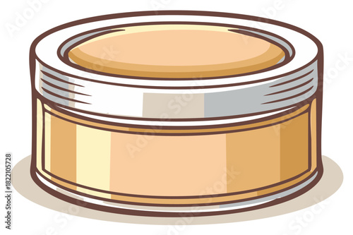 Round container with screw cap for cosmetic cream or beauty balm flat graphic illustration