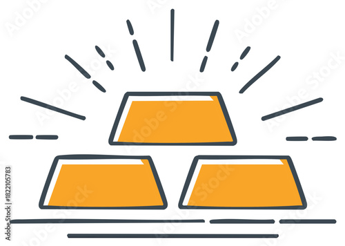 Stacked Gold Bars Cartoon Illustration Shiny Gold Wealth Financial Investment