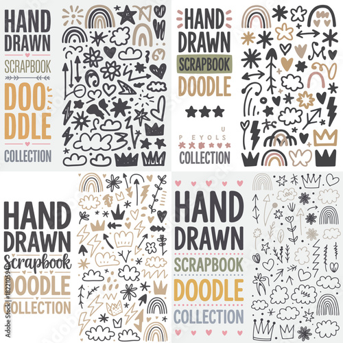 Halloween icon set with vintage vector labels and nature inspired design elements