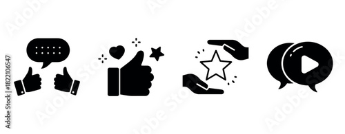 Silhouette icons of social interaction and feedback