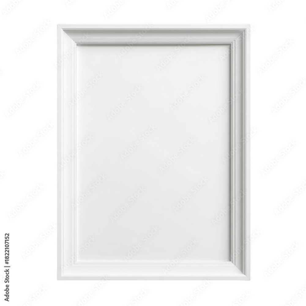 Fototapeta premium Simple white rectangular frame isolated on transparent background