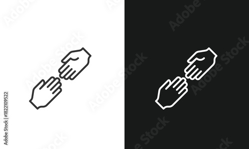 Reaching Hands Line Art Icon Symbolizing Help, Support, Charity, Collaboration, and Connection