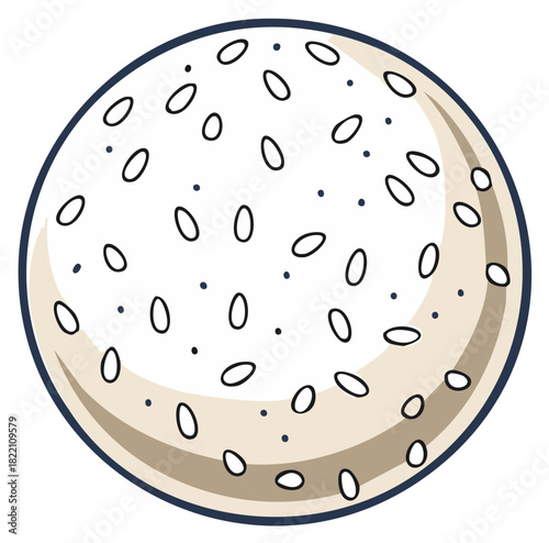Simple cartoon illustration of a golf ball with dimples and dimple patterns