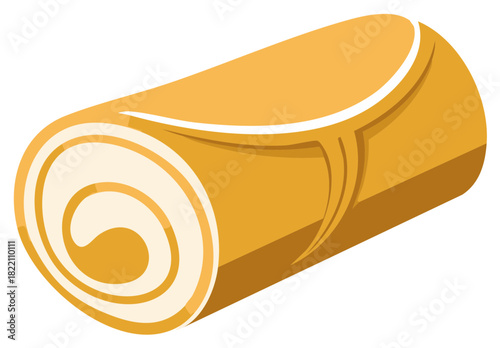 Vector Illustration of a Rolled Cake with Cream Filling, Dessert Food Item Isolated on White