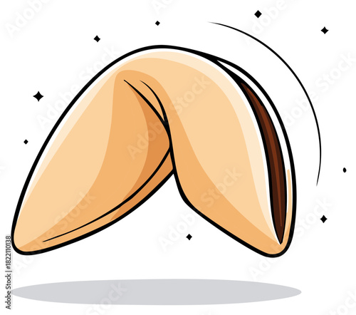 Illustrated Fortune Cookie Revealing Its Hidden Message in a Delicious Dessert
