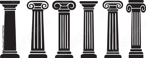 silhouette vector of ancient greek architecture coloums