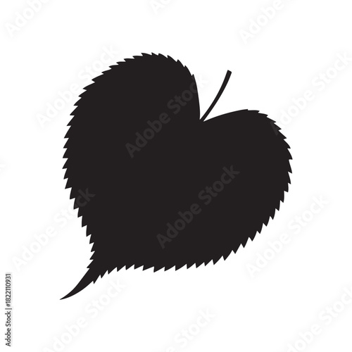 Linden Leaf Silhouette Vector, Flat Tilia Tree Leaf Black Illustration, Linden Leaf Botanical Shape Design