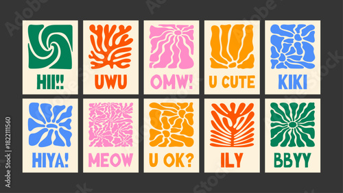 Bold abstract flower poster combining vibrant colors with sweet encouraging text. Fun, modern, graphic vector.