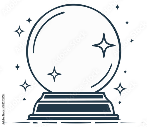 Crystal ball with star sparkles, illustration of fortune telling and magic