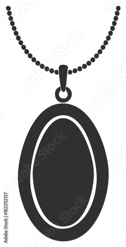 Simple Oval Pendant Necklace Icon Silhouette