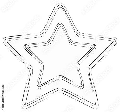 Minimalist outlined star illustration with stacked lines geometric design element