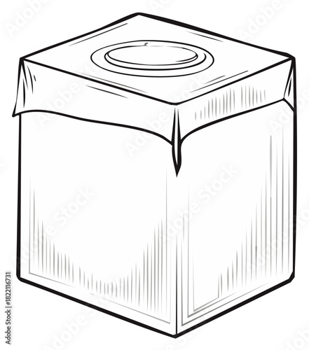 Clean black and white illustration of a rectangular hygiene tissue dispenser box