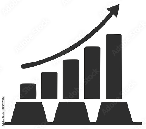 Gold Bullion with Upward Graph, Growing Profit Concept
