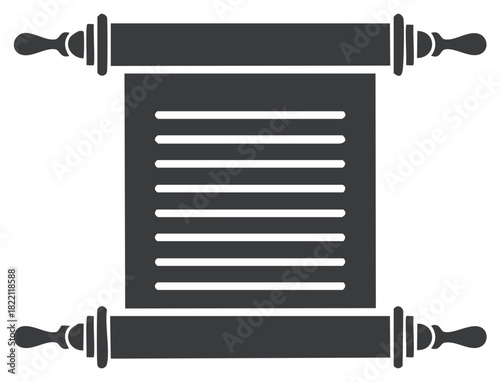 Ancient Torah Scroll Icon with Sacred Text Representing Law and Religion