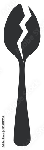 Abstract illustration of a broken spoon, symbolizing fragility, fracture, or damage.