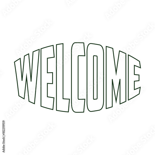 Welcome ink lettering sign wit stars. Handwritten modern brush lettering on white. Text for postcard, invitation, T-shirt print design, banner, poster, web, icon. Isolated vector illustrationwelcome,i