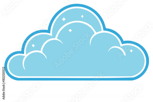Stylized Sky Blue Cloud with Sparkles Illustration for Weather Forecasts